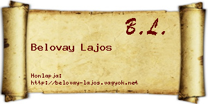 Belovay Lajos névjegykártya